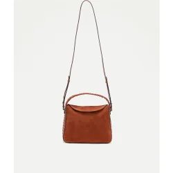 Bolso shopper de ante con asa de piel trenzada