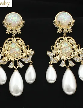 Vintage Silver Gold Color Earrings Large Long Tassel Pearls Pendant Earrings Bride Wedding Evening Party Vintage Jewelry Gift - Aliexpress - FashionsVida