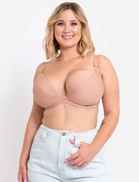 Women's Superplunge Multiway Padded Bra Lingerie in Beige Size: 32DD - Beige - Size: 32DD - Curvy Kate - FashionsVida