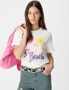 Camiseta de mujer de manga corta con estampado frontal - IKKS - FashionsVida