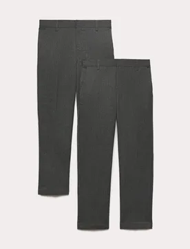 Pack Boys' Slim Leg School Trousers (2-18 Yrs) Grey male - M&S - FashionsVida