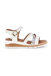 Sandali bianchi con fasce incrociate e zeppa 401 40