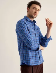 Regular Fit Pure Cotton Checked Shirt Blue Mix male
