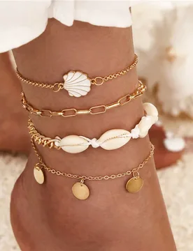 HI MAN 4Pcs/Set Hip-Hop Rock Mixed Round Glazed Shell Anklet Women Fashion Charm Anniversary Gift Jewelry Accessories - Aliexpress - FashionsVida
