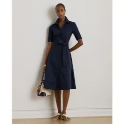 Vestido camisero de mezcla de algodón