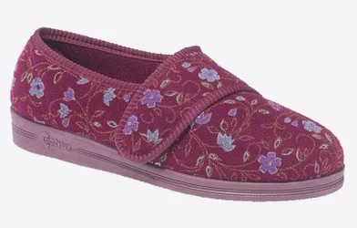 Sally Womens (Relaxed Fit) Slippers - Burgundy - Size Uk 6
