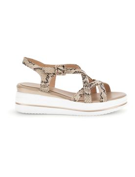 Sandali beige con stampa animalier e zeppa Burani 52195C1583 39