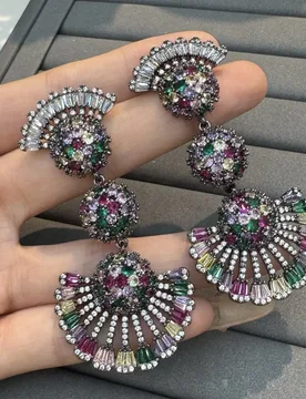 Gorgeous cubic zirconia earrings for women jewelry gala event wedding party long large dangling earrings silver gold color - Aliexpress - FashionsVida
