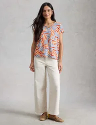 Pure Linen V-Neck T-Shirt Natural Mix female