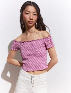 Top de manga corta estampada de mujer - Green Coast - FashionsVida
