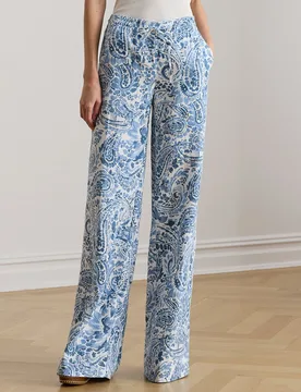 Pantalón ancho de mujer de lino estampado - Lauren Ralph Lauren - FashionsVida
