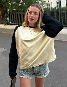 T-Shirt Manches Longues Raglan L Jaune