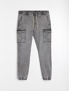 Jeans Cargo Jogger Con Effetto Lavaggio - grigio chiaro