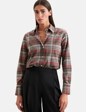 Flanell Hemdbluse mit Stretchanteil Braun 54 - Seidensticker - FashionsVida