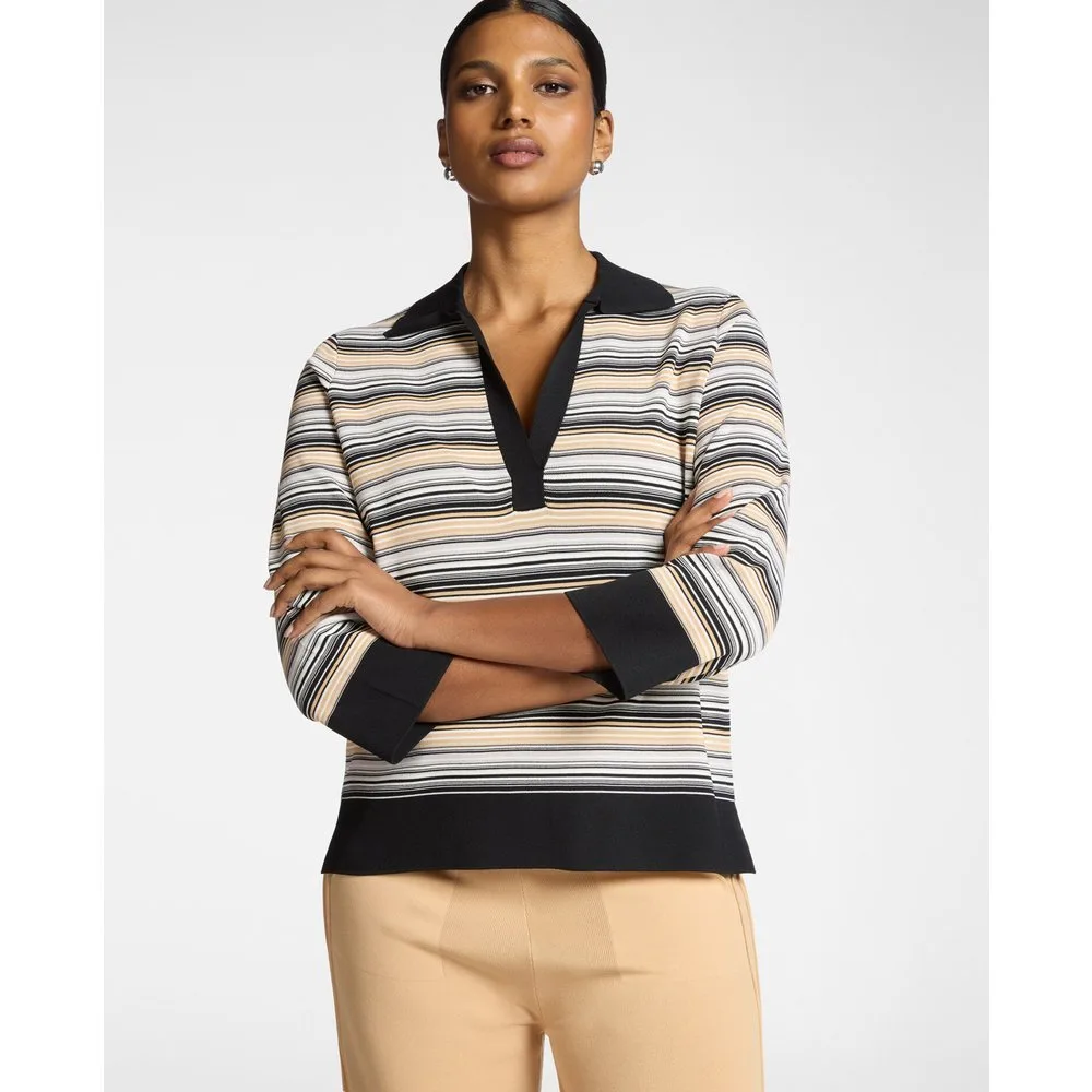 Jersey de mujer de rayas mezcla de viscosa ajuste regular con longitud media - Elena Miró - FashionsVida