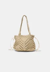 Shopper aus Häkelgarn mit Metallfaden Ecru OS