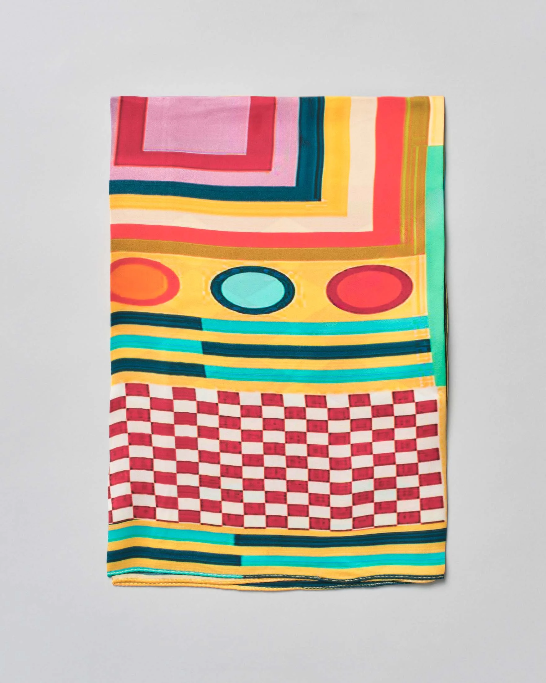 Foulard in modal e seta con stampa geometrica multicolor - Pellizzari - FashionsVida