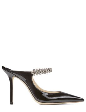 Elegant Crystal Strap Pointed-Toe Slip-On Sandals - 100mm Heel