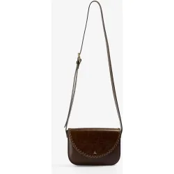 Bandolera de mujer de piel con botón imantado
