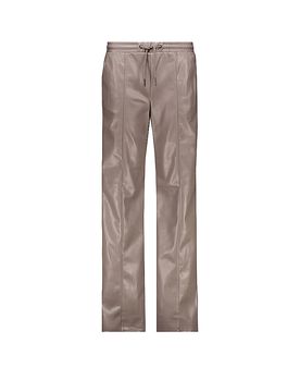 Pantalón recto efecto piel marrón 36