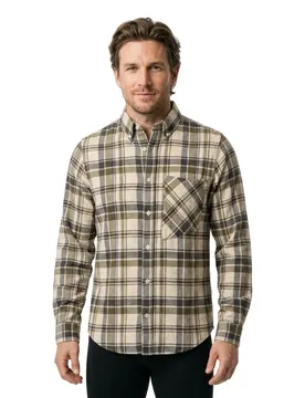 Chemise à Manches Longues Button Down Flannel Check Castle Wall S