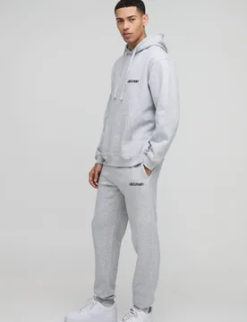 Herren Oversized Ofcl Herren Kapuzen-Trainingsanzug Grey Marl Größe Small - boohooMAN - FashionsVida
