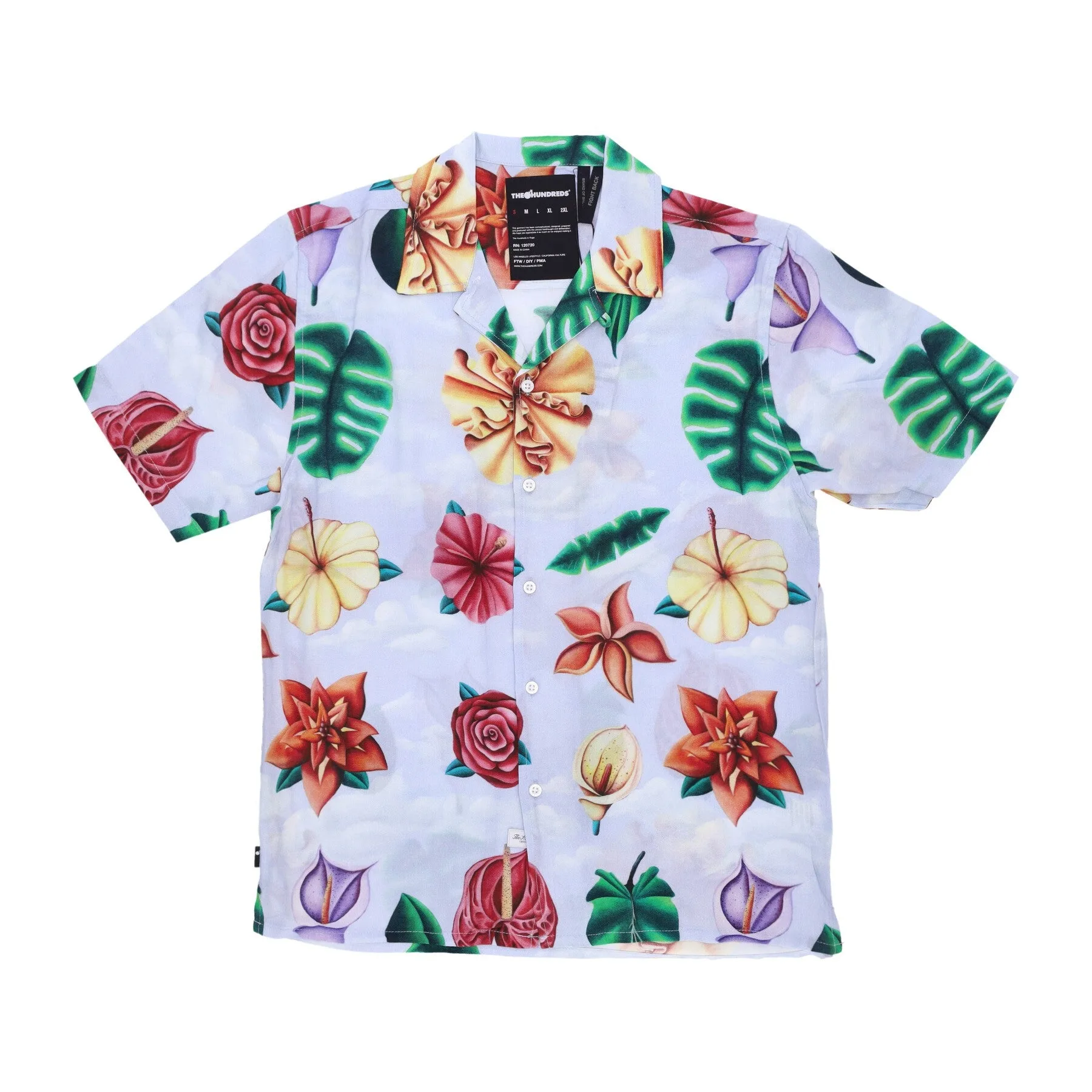 Camicia Manica Corta Uomo Blooming Woven Light Blue - The Hundreds - FashionsVida
