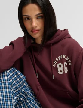 Superdry Damen Applique Athletic Essential Crop-Kapuzenpullover, DunkelRot & Creme, Größe: 34 - 74.99 - FashionsVida