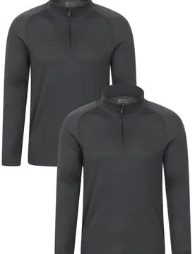 Talus Mens Base Layer Top 2-Pack - Grey - Grey - Size: M - Mountain Warehouse - FashionsVida