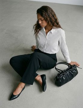 Camicia in viscosa a righe - marrone scuro