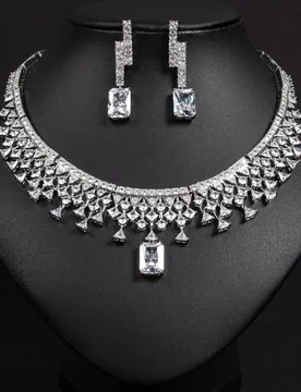 Luxury stereoscopic triangle simple summer yellow jewellery necklace earrings set holiday party prom wedding women gift M-378 - Aliexpress - FashionsVida