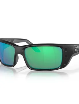 Permit Mirrored Polarized Sunglasses Matte Black Green Mirror 580G/CAT2 Women - Costa - FashionsVida