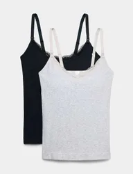 Pack Seamfree Lace Trim Nursing Vests Black Mix female
