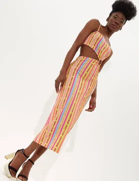 Women's Printed Jersey Midi Dress With Cut Out Detail Size: Small - Multicolor - Size: S - House of Holland - FashionsVida