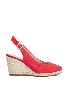 Leather Wide Fit Wedge Slingback Sandals Red female - Dune london - FashionsVida