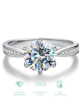 Pieza Anillo de compromiso/boda de moissanita, anillo eterno/anillo de promesa/anillo de aniversario de plata de ley 925 para mujer, regalo de joyerí - Shein - FashionsVida