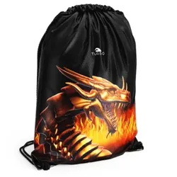 Fire Dragon Drawstring Bag Black One Size unisex