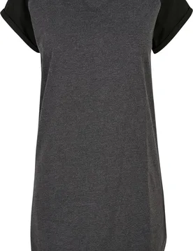 Kurzes Kleid - Ladies Contrast Raglan Tee Dress - XS bis M - für Damen - Größe M - schwarz/grau - Frauen - female - Urban classics - FashionsVida