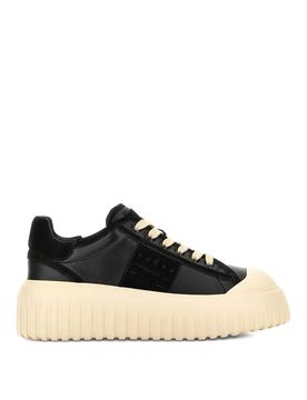 Sneaker in pelle nappa e pelle scamosciata