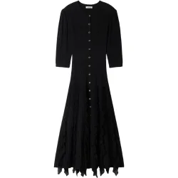 Vestido largo de punto con volantes