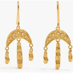Pendientes de plata de ley bañado en oro de 18 k con circonitas