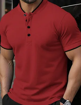 Camisa polo de manga corta lisa para hombre, moda minimalista adecuada para el verano, camisa polo formal para hombre - Shein - FashionsVida