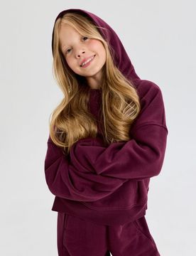 Felpa basic con cappuccio - maroon