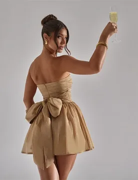 Luxury Bow Shiny Prom Dress Sexy Strapless Sleeveless Short Mini Party Gown Holiday Beach Formal Wedding Guest Birthday Robe - Aliexpress - FashionsVida