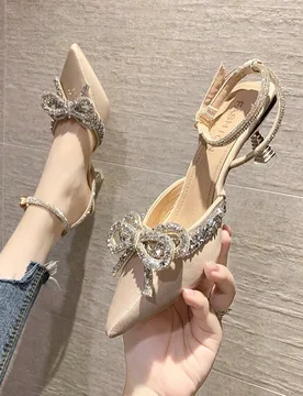 Zapatos de tacón alto elegantes para mujer con detalle de lazo, elegantes, elegantes, atuendos de fiesta - Shein - FashionsVida