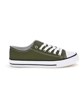 Sneakers verde in tela stringate basse 8011 39 - 2T2L - FashionsVida