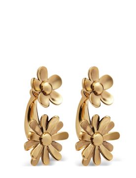 Daisy Wild Floral Mini Earrings in Polished Brass