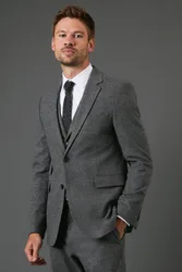 Men's Charcoal Tweed Look Slim Fit Suit Jacket Size: 38R - Charcoal - Size: 38R