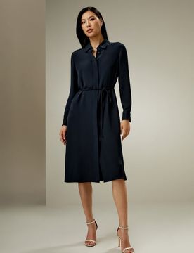 Robe Soie Détails De La Corde, Longueur Sous Le Genou 100% Soie Pure Un Toucher Incroyablement Doux Et Confortable M