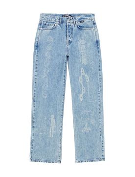 Discovery Loose denim pants jeans gamba dritta con grafiche laser - medium blue